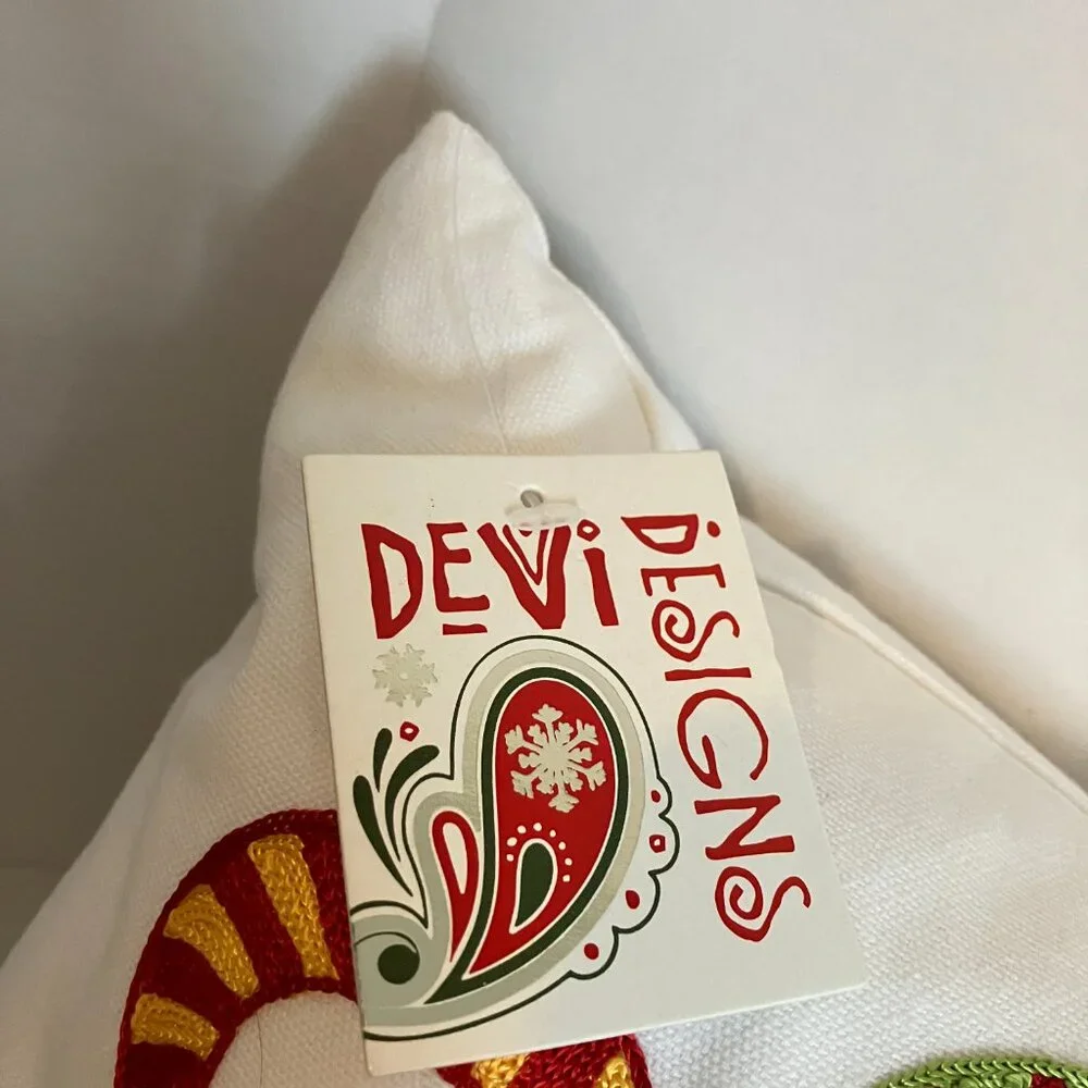 Devi Designs Pillow Embroidery Design Christmas JOY 24 x 12 Embroidered W/Tags.